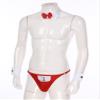Alvivi Men's 3Pcs Waiter Tuxedo Cosplay Lingerie Set Boxer Underwear with Bow Tie Collar and Bracelets Red XL view 4