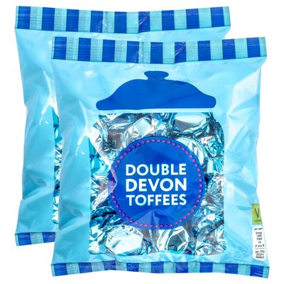 2 x 225g Classic Double Devon Toffees, Creamy & Chewy Individually Wrapped Traditional Butter Toffees, Vegetarian