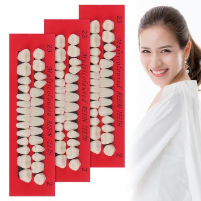 84Pcs False Teeth Dental Complete Acrylic Resin Denture Teeth,3 Sets Halloween Horror Teeth Synthetic Resin Teeth Temporary Crowns for Halloween Makeup Cosplay Costume Party Ornament Supplies(White)