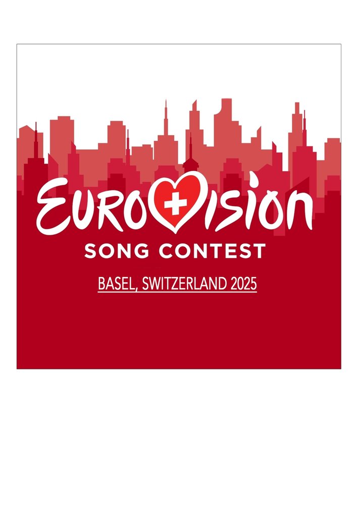 Orange Trading Dartmouth LTD A4 Edible Decor Icing Sheet Eurovision 2025 Basel, Switzerland 7-8" Square Cake Topper Decoration - Great for larger cakes