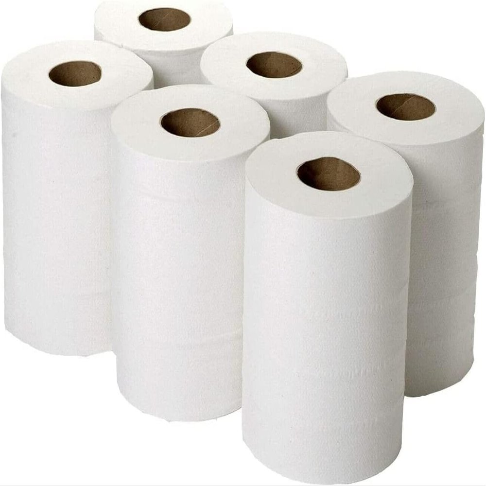 Luxtrous Centrefeed White Paper Rolls, 2-Ply Embossed Paper Tissue Roll, Super Absorbent & Strong Paper Towel Tissue Roll for Home, Office,Kitchen,Bathroom, Garage,Multi-Purpose Use(White, Pack of 6)