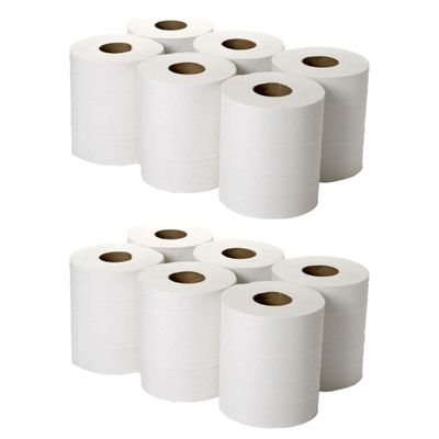 Luxtrous Centrefeed White Paper Rolls, 2-Ply Embossed Paper Tissue Roll, Super Absorbent & Strong Paper Towel Tissue Roll for Home, Office,Kitchen,Bathroom, Garage,Multi-Purpose Use(White,Pack of 12)