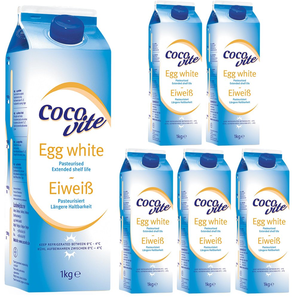 Liquid Egg Whites Pasteurised Liquid 1KG / 1 Litre Eggs White Protein by Pure Source Nutrition (6 x 1KG)