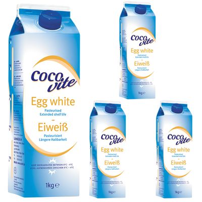 Liquid Egg Whites Pasteurised Liquid 1KG / 1 Litre Eggs White Protein by Pure Source Nutrition (4 x 1KG)