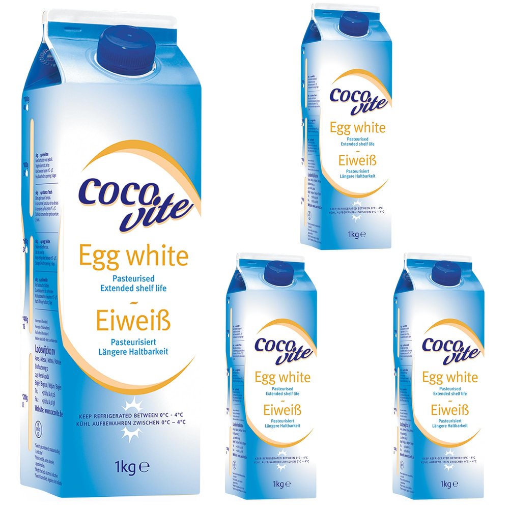 Liquid Egg Whites Pasteurised Liquid 1KG / 1 Litre Eggs White Protein by Pure Source Nutrition (4 x 1KG)