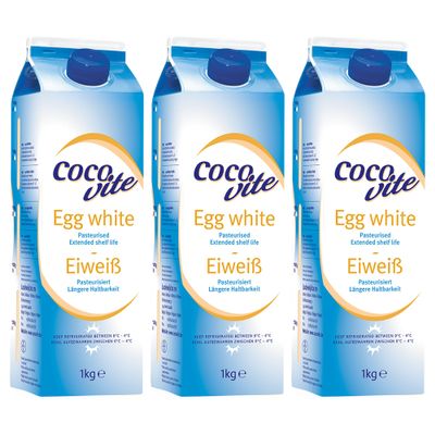 Liquid Egg Whites Pasteurised Liquid 1KG / 1 Litre Eggs White Protein by Pure Source Nutrition (3 x 1KG)