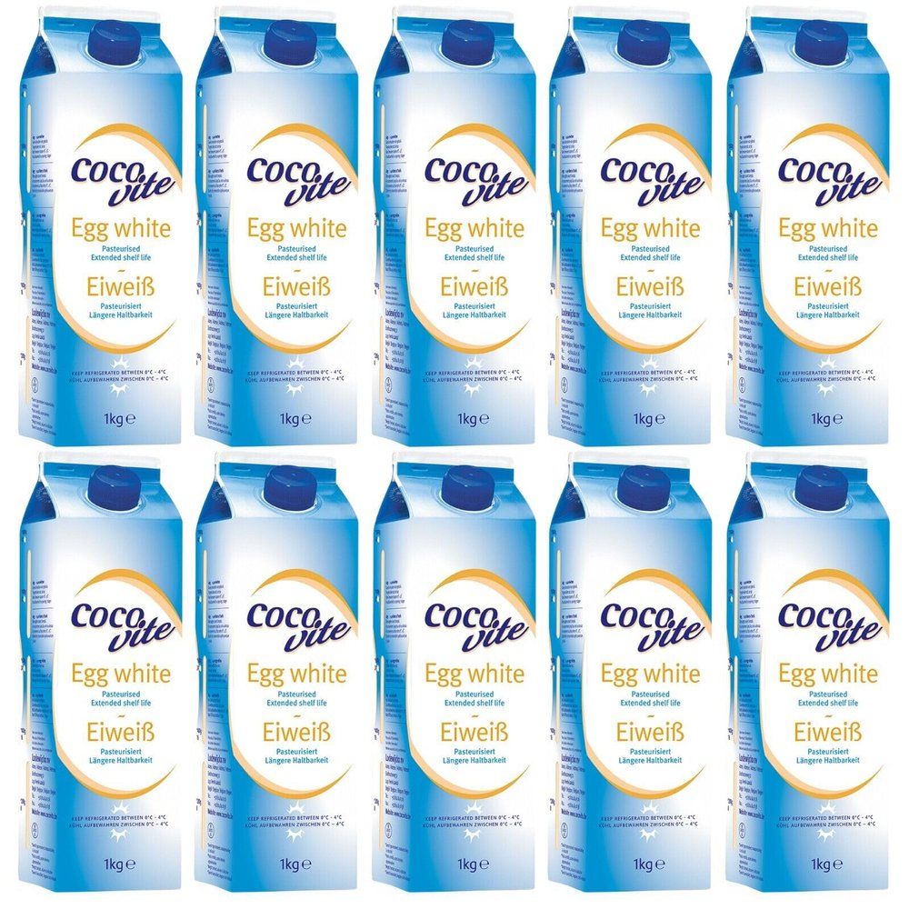 Liquid Egg Whites Pasteurised Liquid 1KG / 1 Litre Eggs White Protein by Pure Source Nutrition (10 x 1KG)
