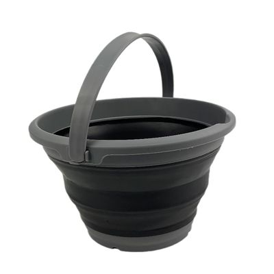 SAMMART Collapsible Plastic Bucket - Foldable Round Tub with handle - Pop Up saving (Grey/Black, 5.5L)