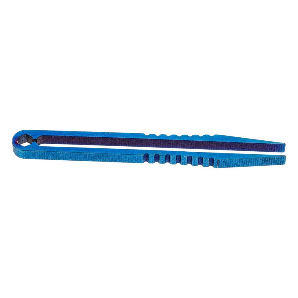 BESTonZON Mini Titanium Alloy Tweezers Portable Numerical Tool Lightweight Splinter Removal Tool for Outdoor Travel CNC Precision Blue