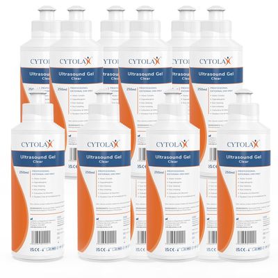 Box 40x 250ml Cytolax Ultrasound Gel, Thick Clear | Conductive High Viscosity Clear Transmission Gel | Doppler Machine | Hypoallergenic Non Irritating Non Staining, UKCA CE Certified