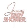 Personalised Acrylic Baby Shower Cake Topper by KreateSquare - Customised with Any Name - for Welcoming New Baby Party Cake Decoration. (Rose Gold) view 1