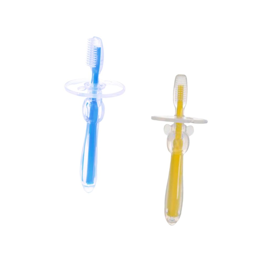 Mobestech 2pcs Toothbrush Silicone Training Brush Umbrella-Shaped Non-Toxic Brush