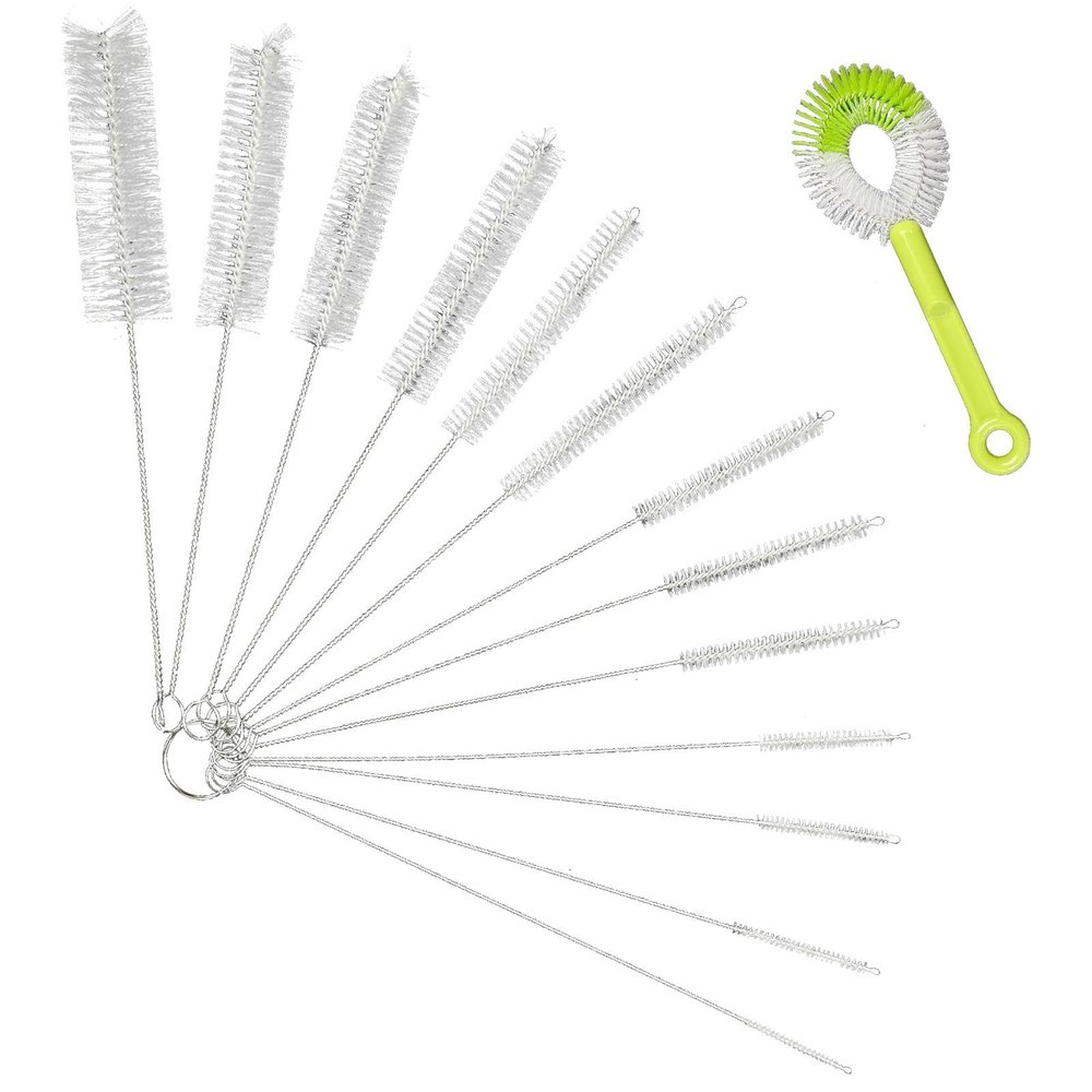 14 Pcs Long Pipe Bottle Cleaner Brushes Reusable Nylon Bottle Pipe Cleaner Set,Nylon Straw Cleaner Pipe Brushes,Flexible Small Cleaning Brushes for Water Bottle Tube Kettle Spout Cleaning(COLOR:White)