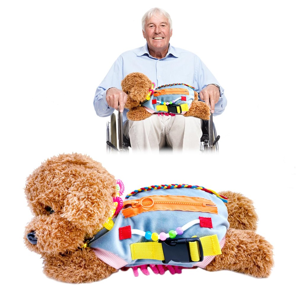 Fidget Blanket for Elderly, Fidget Dog Blanket for Seniors with Alzheimers, Dementia Products for Elderly, Sensory Fidget Toys