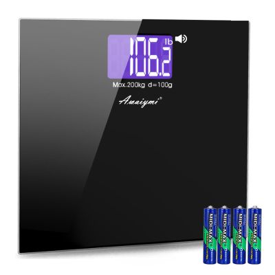 Awaiymi 440 lb Large LCD Screen Talking Scales for Body Weight,Loud and Clear Voice Talking Scales for Visually Impaired, Talking Bathroom Scale, Includes Batteries & Anti Slip Pad