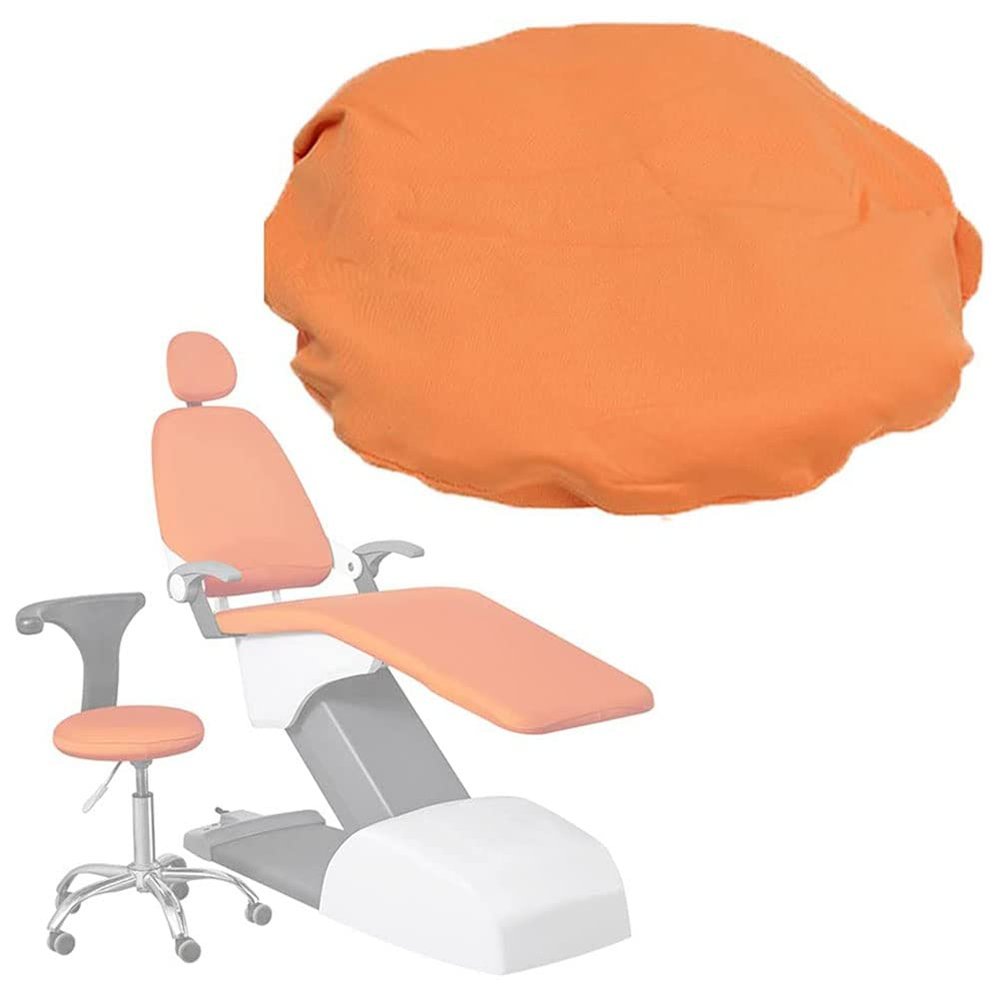 HAODING 4pcs/Set Dental Chair Covers, Dental PU Leather Unit, Waterproof PU Leather Protective Dental Full Chair Covers Elastic Stylish Dental Chair Seat Cover, Dentist Equipment(Color:Orange)