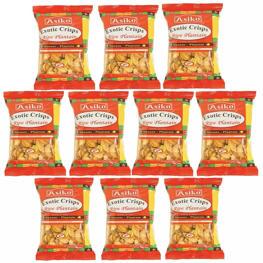 Asiko Exotic Ripe Plantain Crisps (Chilli) 75g (Pack of 10)