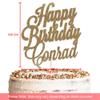 Personalised Glitter Birthday Cake Topper by KreateSquare - Customised With Any Name, Custom Colour  Birthday Cake Decoration (Red) view 4