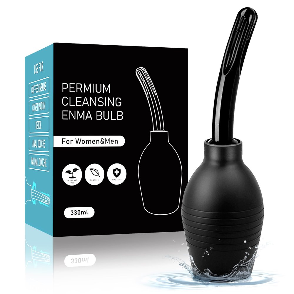 Anal Douche Enema Kit - 310ml Enema Bulb Douches for Men, Douche Bulb Anal Cleaner, Shower Douche Enemas at Home Kit for Daily Personal Hygiene & Travel (Black)