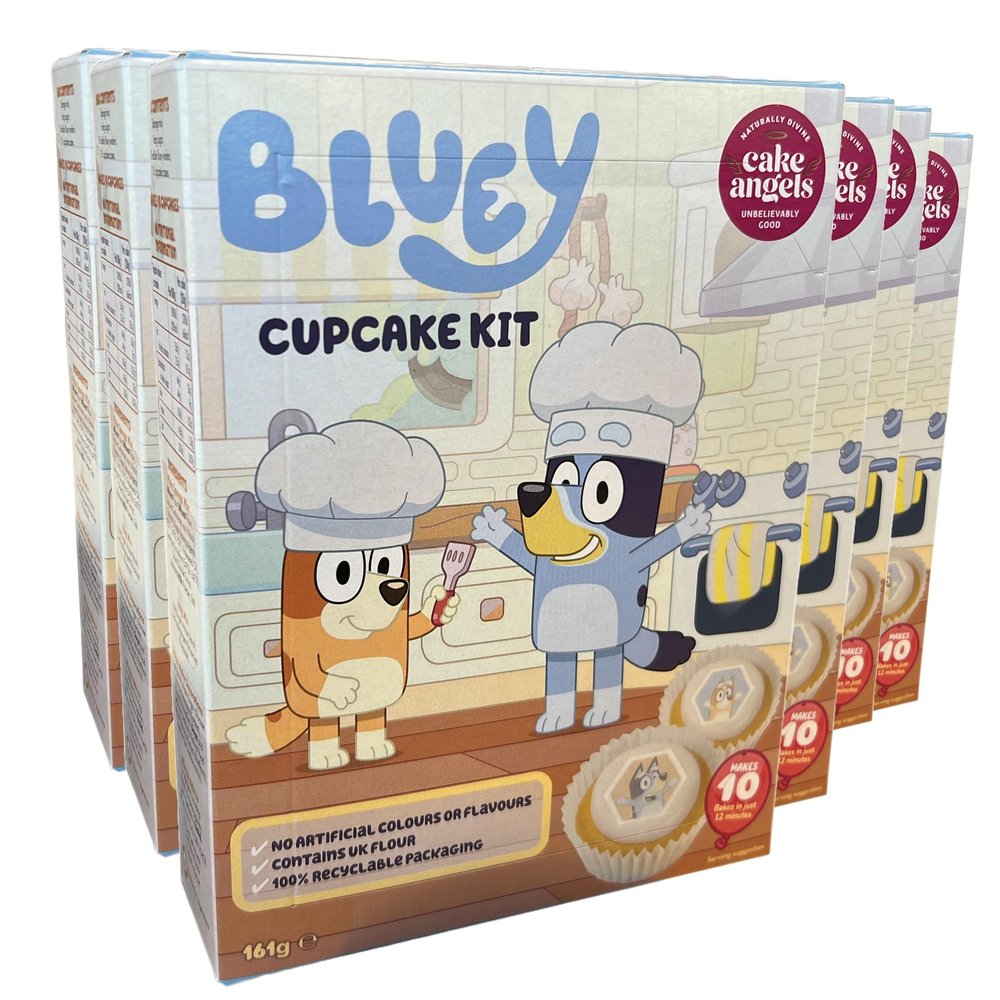 Cake Angels Bluey Cupcake Kit, Includes Sponge Mix, Icing & Decorations, No Artificial Colours or Flavours, 161 g (Pack of 6 Boxes)