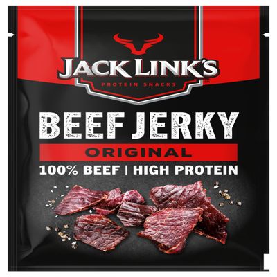 Jack Links Beef Jerky Original - 12-Pack (12 x 60 g) - Dried Meat Protein Snacks - High-Protein Snack for Gym, Fitness, Outdoor - American Food for People - Jerky Chips Made from Beef