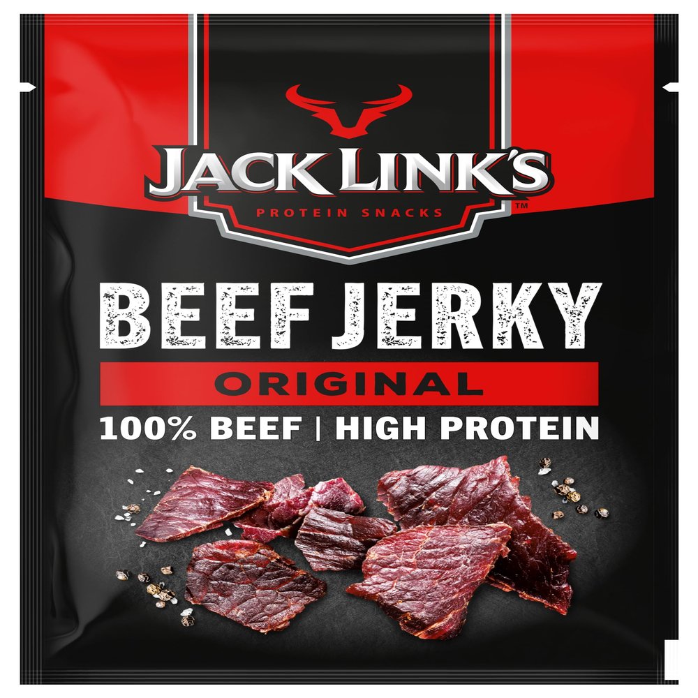 Jack Links Beef Jerky Original - 12-Pack (12 x 60 g) - Dried Meat Protein Snacks - High-Protein Snack for Gym, Fitness, Outdoor - American Food for People - Jerky Chips Made from Beef