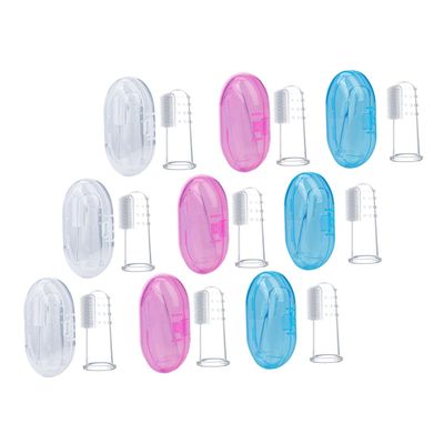 PartyKindom 9pcs Baby Finger Toothbrush Silicone Teeth Cleaner Storage Box, Newborn Oral Massager and Teething Brush Set for Babies 0-3 Years