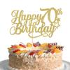 1 Pack Happy 70th Birthday Cake Topper with Glitter Star Cheers to 70 Cake Pick 70 Fabulous Cake Decorations for 70th Birthday Anniversary Theme Party Supplies Gold view 1