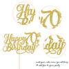 1 Pack Happy 70th Birthday Cake Topper with Glitter Star Cheers to 70 Cake Pick 70 Fabulous Cake Decorations for 70th Birthday Anniversary Theme Party Supplies Gold view 3