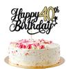 1 Pack Happy 40th Birthday Cake Topper Glitter Little Star Cheers to 40 Cake Pick 40 Fabulous Cake Decorations for 40th Birthday Anniversary Theme Party Supplies Black Gold view 1