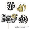 1 Pack Happy 40th Birthday Cake Topper Glitter Little Star Cheers to 40 Cake Pick 40 Fabulous Cake Decorations for 40th Birthday Anniversary Theme Party Supplies Black Gold view 3