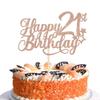 1 Pack Happy 21st Birthday Cake Topper Glitter Little Star Cheers to 21 Cake Pick 21 Fabulous Cake Decorations for 21st Birthday Anniversary Theme Party Supplies Rosegold view 1