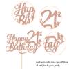 1 Pack Happy 21st Birthday Cake Topper Glitter Little Star Cheers to 21 Cake Pick 21 Fabulous Cake Decorations for 21st Birthday Anniversary Theme Party Supplies Rosegold view 3
