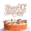 1 Pack Happy 90th Birthday Cake Topper Glitter Little Star Cheers to 90 Cake Pick 90 Fabulous Cake Decorations for 90th Birthday Anniversary Theme Party Supplies Rosegold view 1