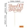 1 Pack Happy 90th Birthday Cake Topper Glitter Little Star Cheers to 90 Cake Pick 90 Fabulous Cake Decorations for 90th Birthday Anniversary Theme Party Supplies Rosegold view 2
