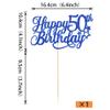 1 Pack Happy 50th Birthday Cake Topper with Glitter Star Cheers to 50 Cake Pick 50 Fabulous Cake Decorations for 50th Birthday Anniversary Theme Party Supplies Blue view 2