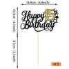 1 Pack Happy 15th Birthday Cake Topper with Glitter Star Cheers to 15 Cake Pick 15 Fabulous Cake Decorations for Kids 15th Birthday Anniversary Theme Party Supplies Black Gold view 2