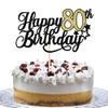 1 Pack Happy 80th Birthday Cake Topper Glitter Little Star Cheers to 80 Cake Pick 80 Fabulous Cake Decorations for 80th Birthday Anniversary Theme Party Supplies Black Gold view 1