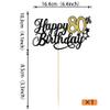 1 Pack Happy 80th Birthday Cake Topper Glitter Little Star Cheers to 80 Cake Pick 80 Fabulous Cake Decorations for 80th Birthday Anniversary Theme Party Supplies Black Gold view 2
