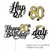 1 Pack Happy 80th Birthday Cake Topper Glitter Little Star Cheers to 80 Cake Pick 80 Fabulous Cake Decorations for 80th Birthday Anniversary Theme Party Supplies Black Gold view 3