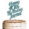Personalised Glitter Birthday Cake Topper by KreateSquare - With Any Name Customisation, Custom Colour  Birthday Cake Decoration (Turquoise) view 3