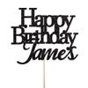 Personalised Birthday Cake Topper by KreateSquare - Custom Colour - Customised With Any Nam  Birthday Cake Decoration Double Sided Glitter 950 GSM (Black) view 1