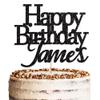 Personalised Birthday Cake Topper by KreateSquare - Custom Colour - Customised With Any Nam  Birthday Cake Decoration Double Sided Glitter 950 GSM (Black) view 3
