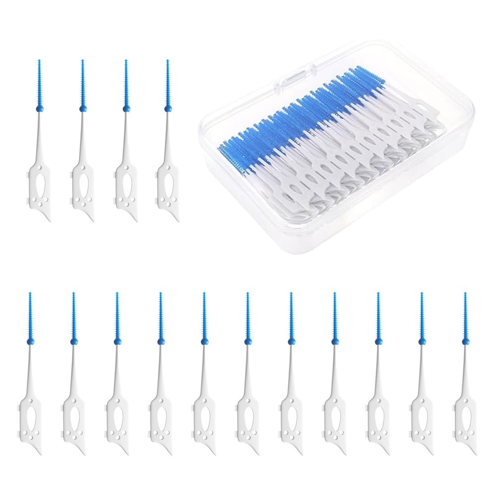 200 Pieces Interdental Brushes, Silicone Floss Sticks Dental, Tooth Floss Picks, Dual-Use Dental Floss Sticks, Teeth Floss Sticks, Between Teeth Cleaning Brushes, for Braces Oral Cleaning