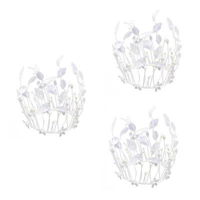 FOMIYES 3pcs Creative Leaf Bead Cake Ornament for Birthday Party Home Cake Decor Party Supply Crown Design