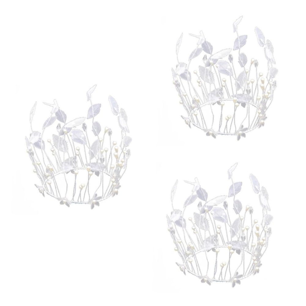 FOMIYES 3pcs Creative Leaf Bead Cake Ornament for Birthday Party Home Cake Decor Party Supply Crown Design