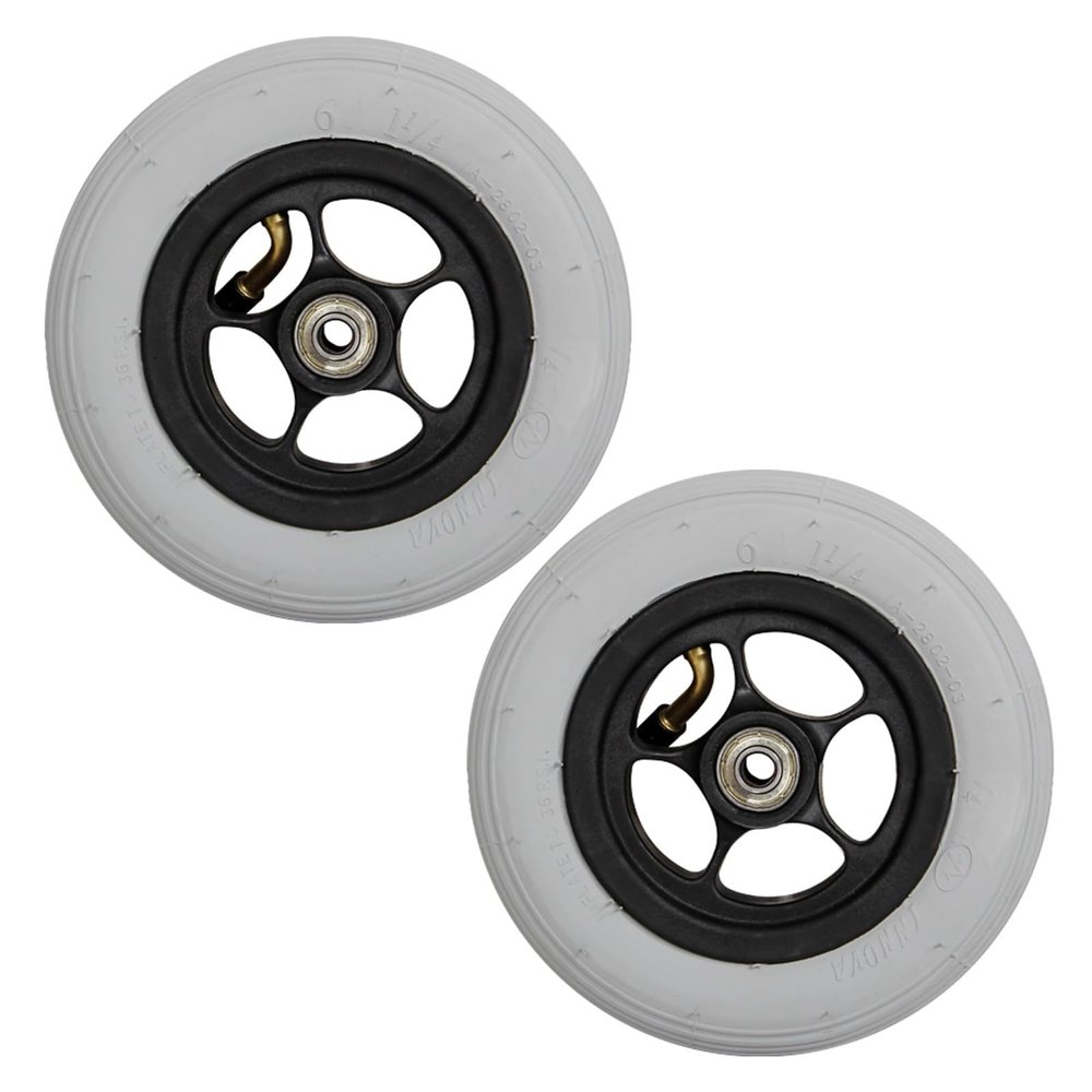 1 Pair 6x1 Replacement Wheelchair Front Wheels, PU Pneumatic Anti-Slip Wheelchair Wheels Assembly with 5/16" (8mm) Bearing for Wheelchairs Rollators Walkers