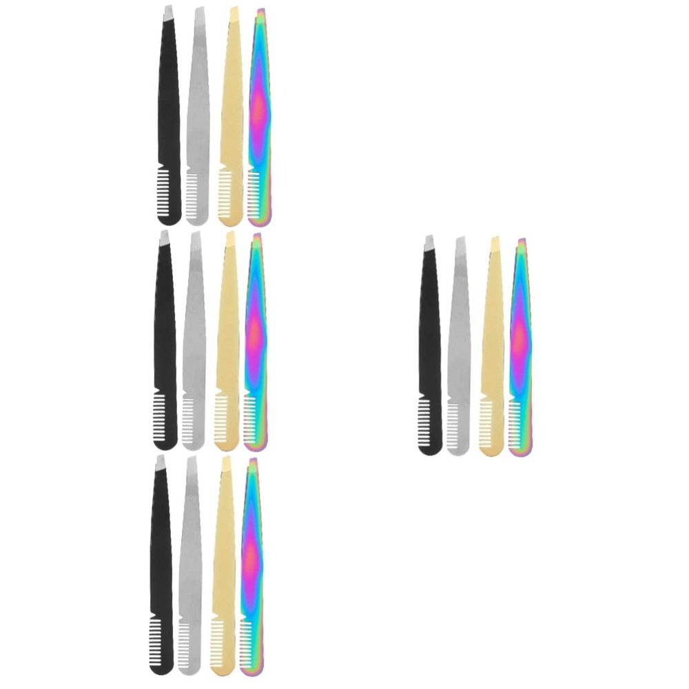 FRCOLOR 16pcs Professional Eyebrow Tweezers for Women Tweezer Comb for Facial Hair Removal for Beauty Accessories