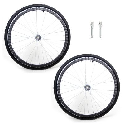 24 Inch Manual Wheelchair Rear Wheels Assembly, Pneumatic/Solid PU Non-Slip Wheelchair Replacement Wheel with 1/2" (12mm) Bearings and Handrim (1 Pair) (Size : 24inch A)
