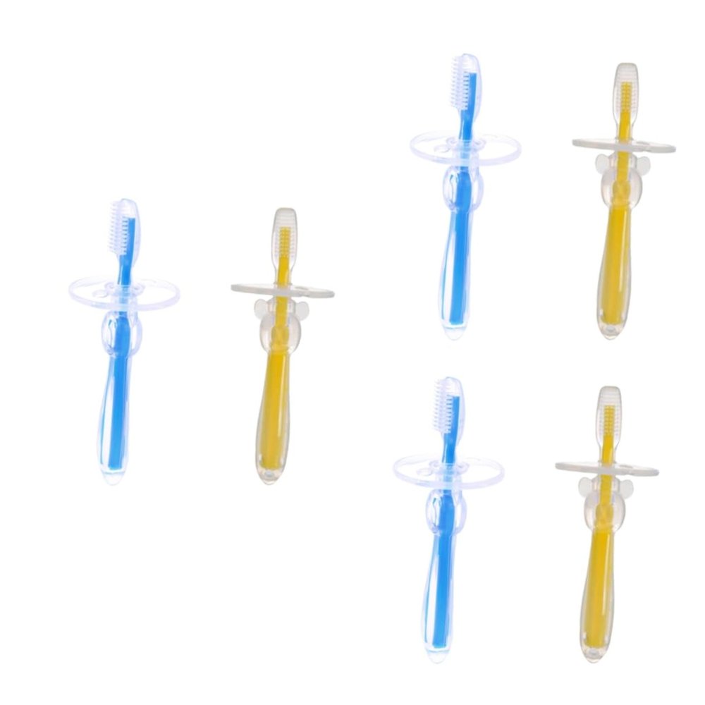 Mobestech 6pcs Silicone Toothbrush Training Bristle Umbrella-Shaped Toothbrush for Boys and Girls Boy Girl First for Oral Care